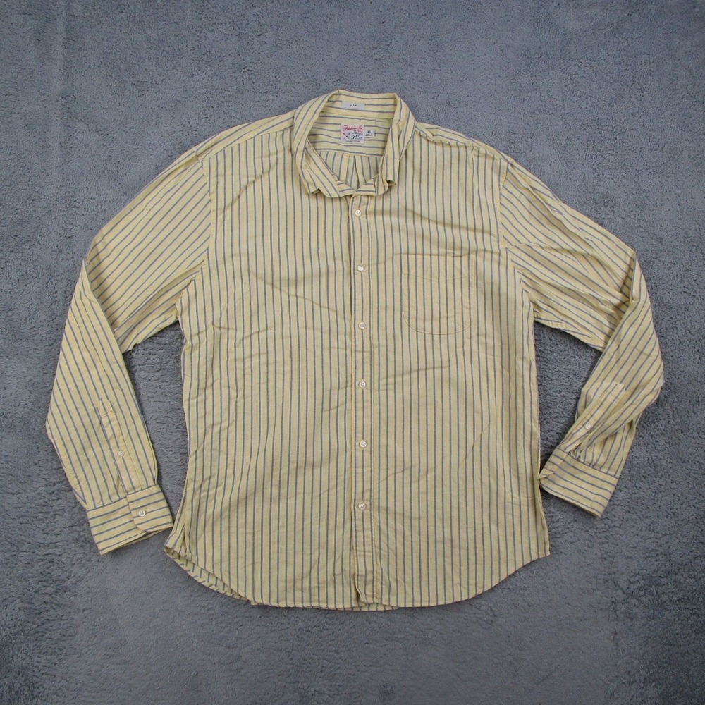 J.Crew Broken-In Oxford Slim Fit Shirt Mens XL Yellow Oarsmen BG421 Organic